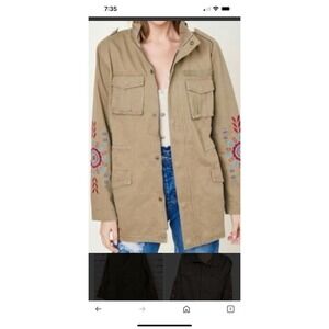 Hayden Women's Utility‎ Jacket Geometric Embroidery On Sleeves Oversized Size S